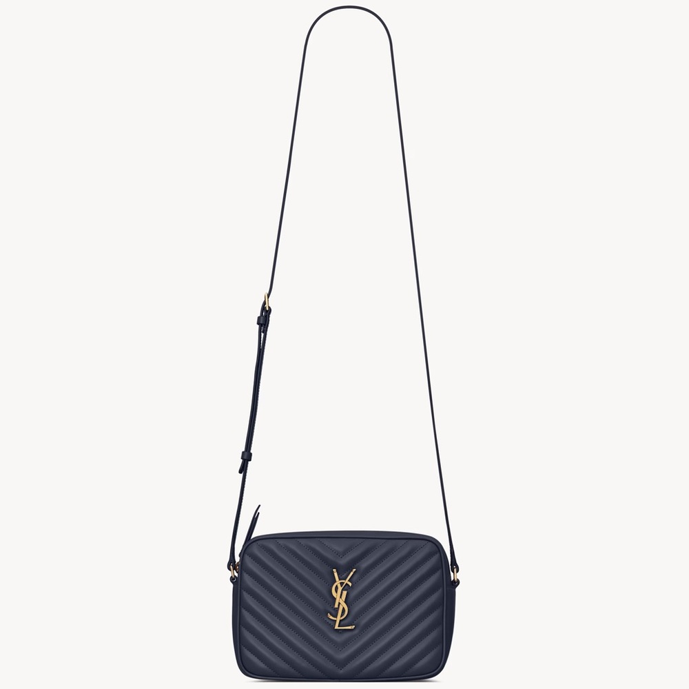 BARLEY USED Lou Quilted Leather Camera Bag Deep Marine (NAVY)